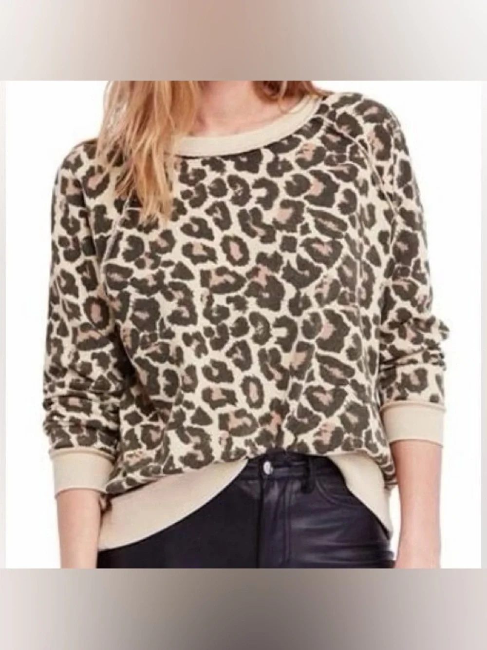 Free People Go On Get Oversized Leopard Print Sweatshirt